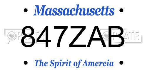 847ZAB Massachusetts License Plate