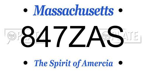 847ZAS Massachusetts License Plate