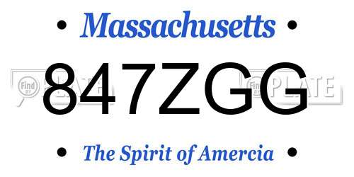 847ZGG Massachusetts License Plate