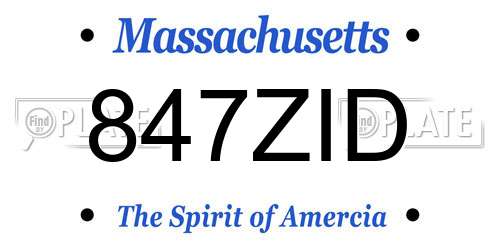 847ZID Massachusetts License Plate