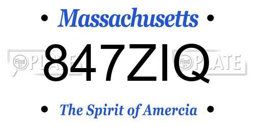 847ZIQ Massachusetts License Plate