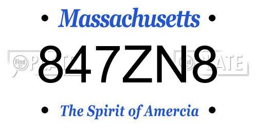 847ZN8 Massachusetts License Plate