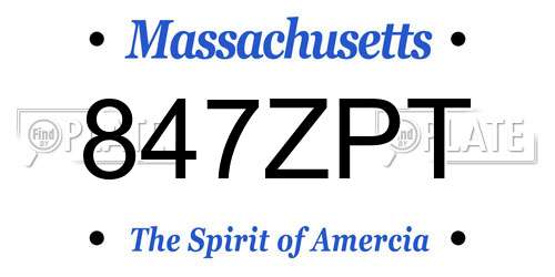 847ZPT Massachusetts License Plate