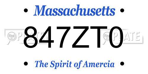 847ZT0 Massachusetts License Plate