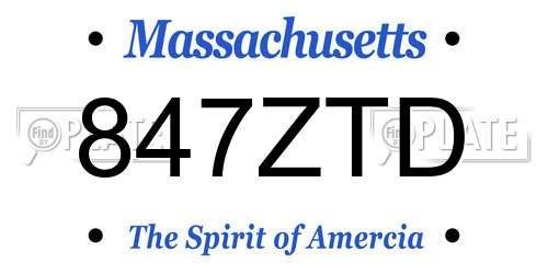 847ZTD Massachusetts License Plate
