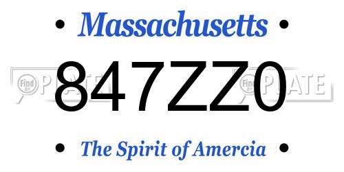 847ZZ0 Massachusetts License Plate