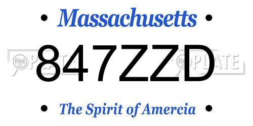 847ZZD Massachusetts License Plate