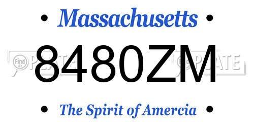 8480ZM Massachusetts License Plate