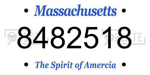 8482518 Massachusetts License Plate