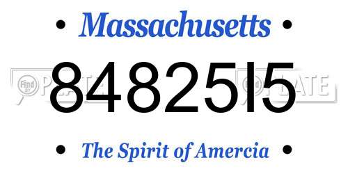 84825I5 Massachusetts License Plate