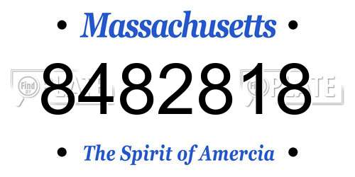 8482818 Massachusetts License Plate