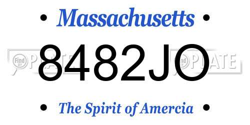 8482JO Massachusetts License Plate