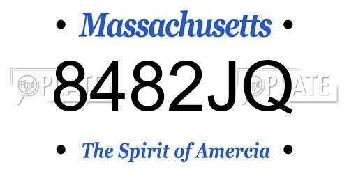8482JQ Massachusetts License Plate