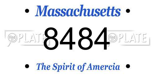 8484 Massachusetts License Plate
