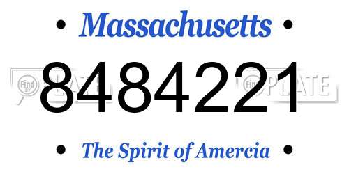 8484221 Massachusetts License Plate