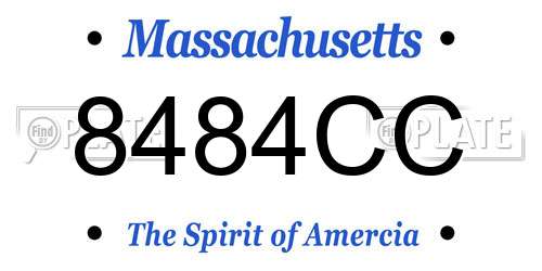 8484CC Massachusetts License Plate