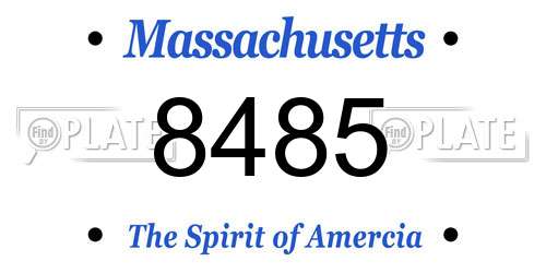 8485 Massachusetts License Plate