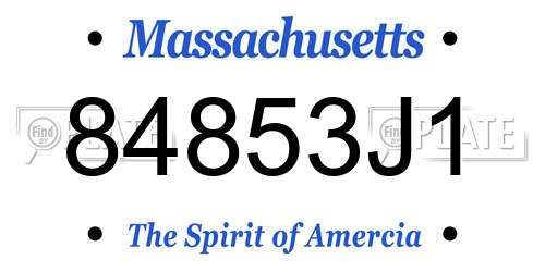 84853J1 Massachusetts License Plate