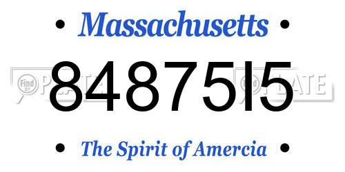 84875I5 Massachusetts License Plate