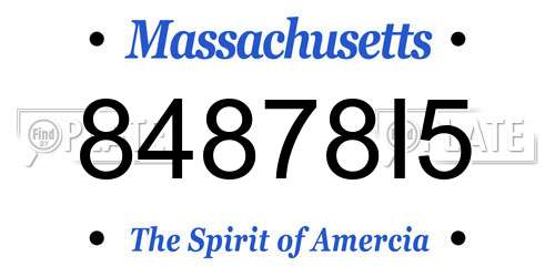 84878I5 Massachusetts License Plate