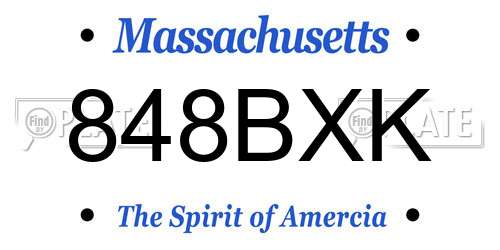 848BXK Massachusetts License Plate