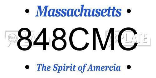 848CMC Massachusetts License Plate