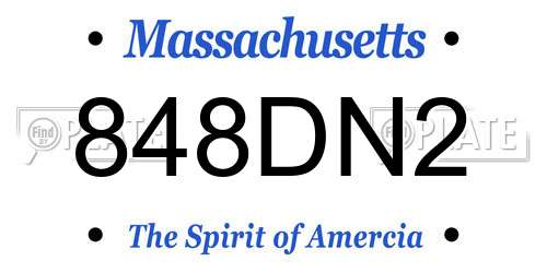 848DN2 Massachusetts License Plate