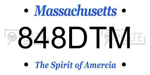 848DTM Massachusetts License Plate