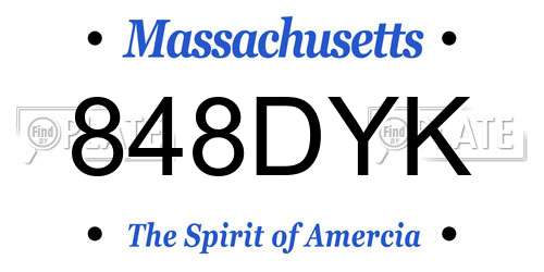 848DYK Massachusetts License Plate