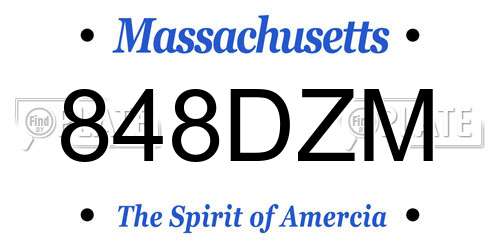 848DZM Massachusetts License Plate