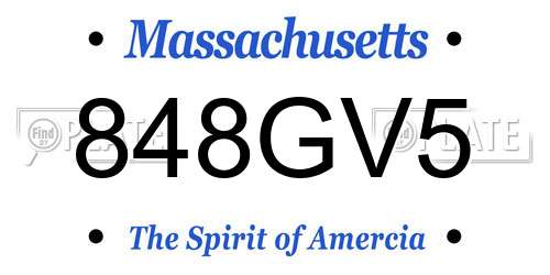 848GV5 Massachusetts License Plate