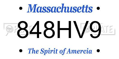 848HV9 Massachusetts License Plate