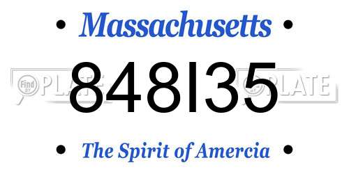 848I35 Massachusetts License Plate