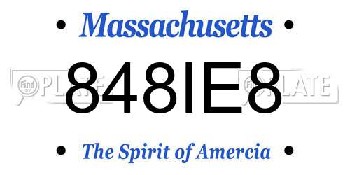848IE8 Massachusetts License Plate