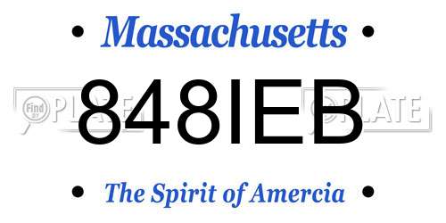848IEB Massachusetts License Plate