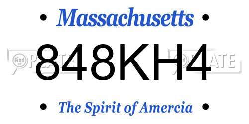 848KH4 Massachusetts License Plate
