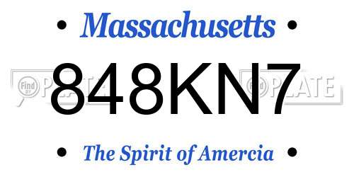 848KN7 Massachusetts License Plate