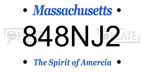 848NJ2 Massachusetts License Plate