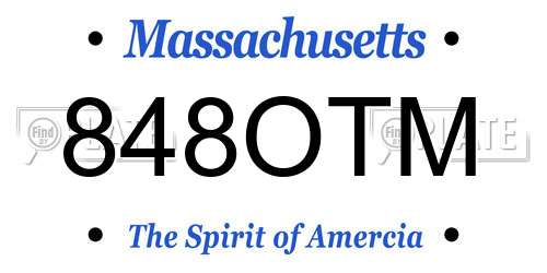 848OTM Massachusetts License Plate