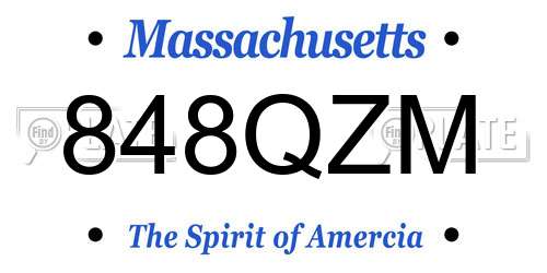 848QZM Massachusetts License Plate