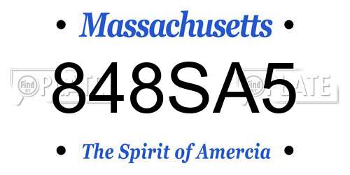 848SA5 Massachusetts License Plate