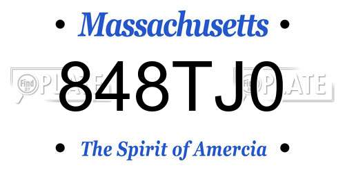 848TJ0 Massachusetts License Plate