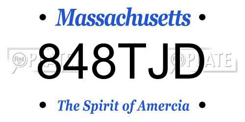 848TJD Massachusetts License Plate