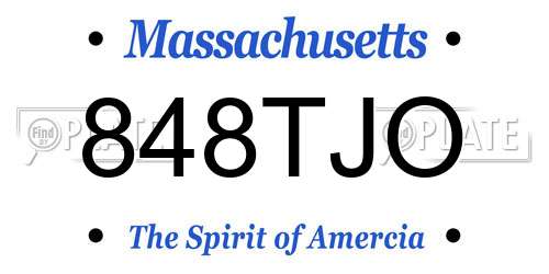 848TJO Massachusetts License Plate