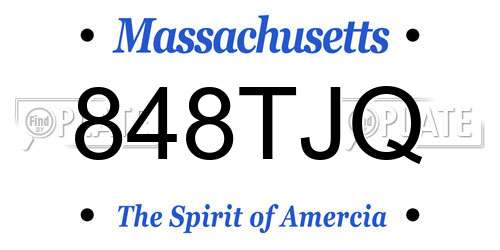 848TJQ Massachusetts License Plate
