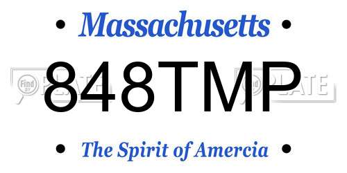 848TMP Massachusetts License Plate