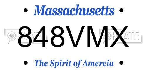 848VMX Massachusetts License Plate