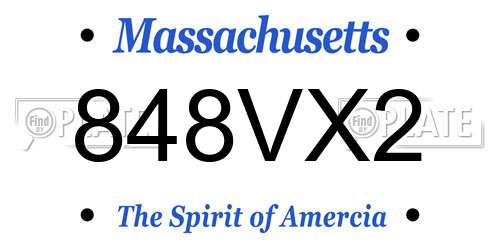 848VX2 Massachusetts License Plate