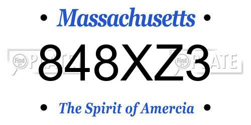848XZ3 Massachusetts License Plate