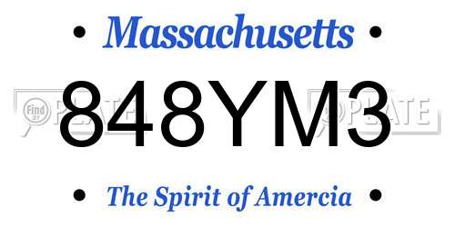 848YM3 Massachusetts License Plate